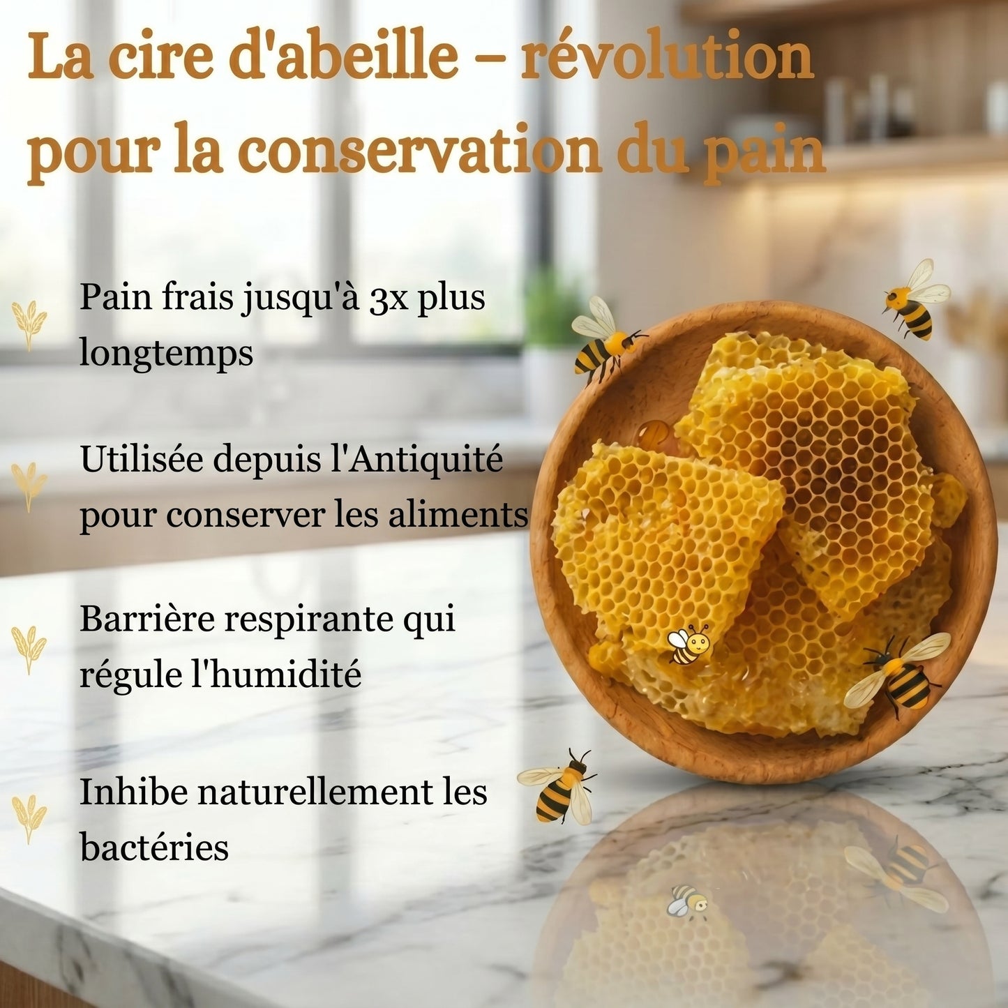 Étui fraicheur - Sac à pain 100 % coton et cire d'abeille