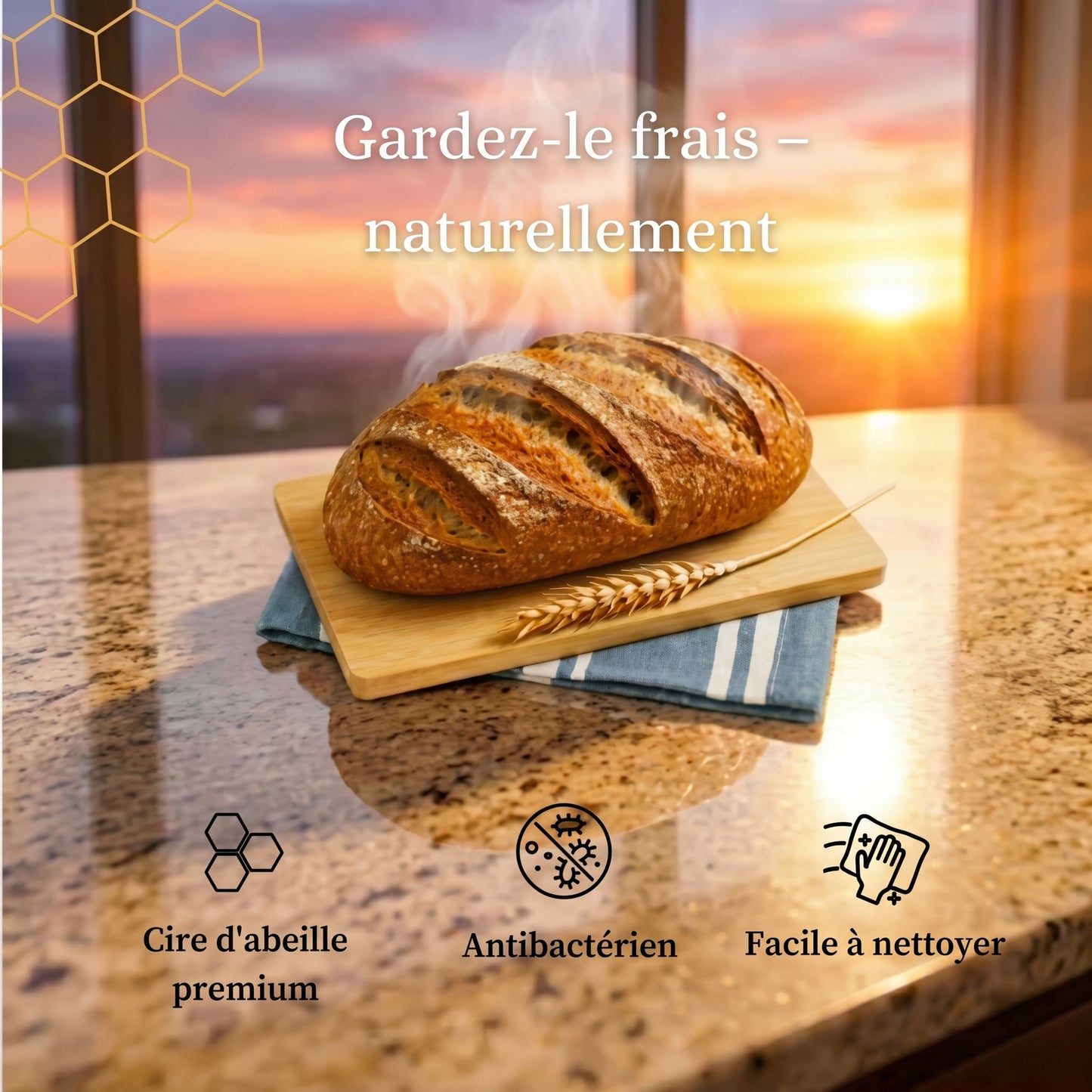 Étui fraicheur - Sac à pain 100 % coton et cire d'abeille