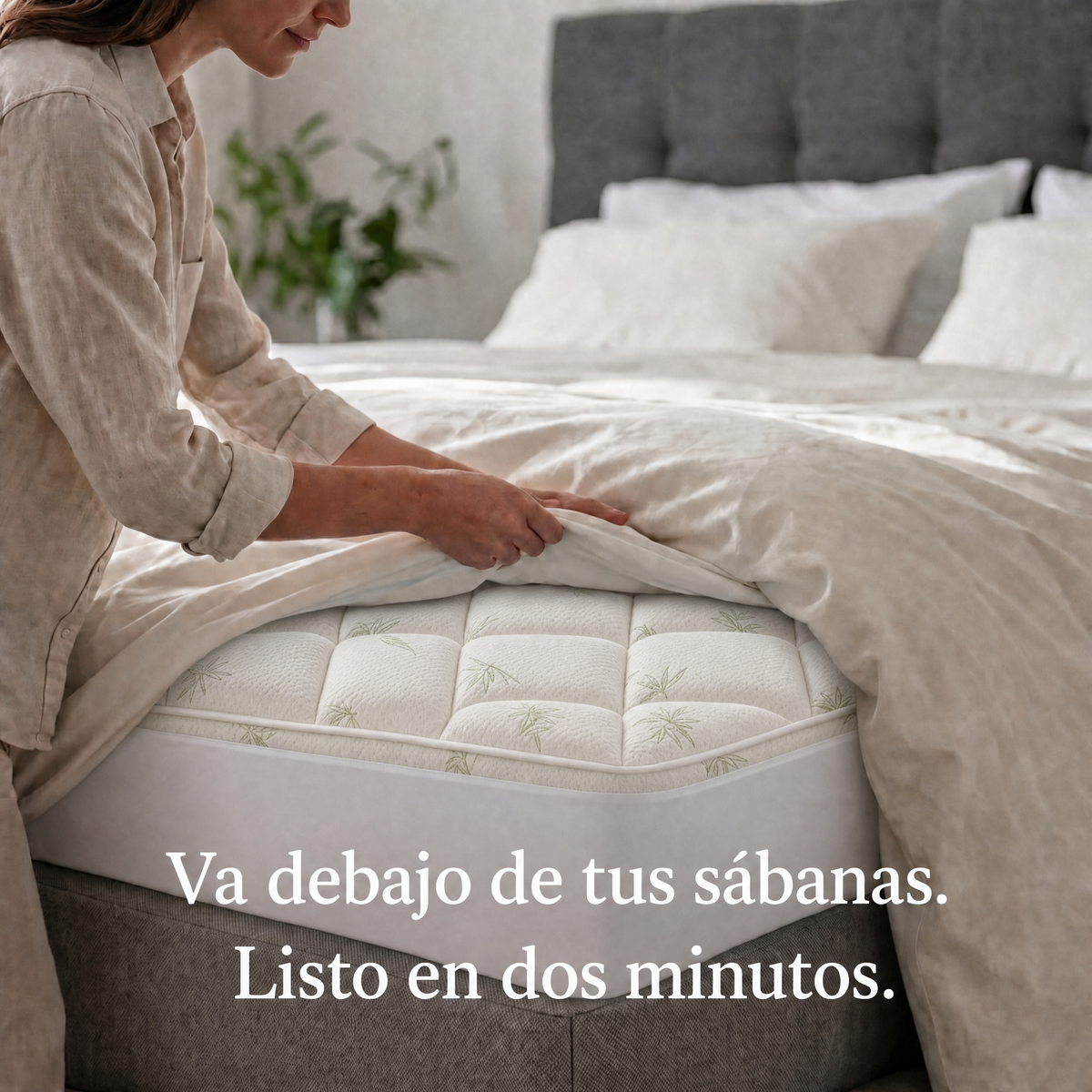 El sobrecolchón Kumora se desliza bajo tus sábanas en segundos