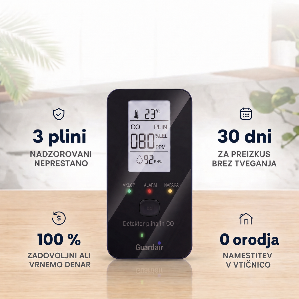 Zgodnje opozorilo že od 30 PPM, veliko prej kot običajni detektorji