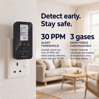 Tool-free installation: plug in Guardair and calibration takes 200 seconds