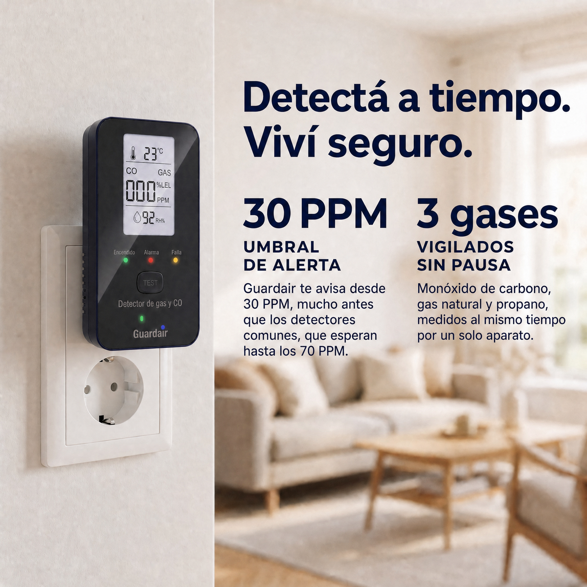 Instalación sin herramientas: enchufá el Guardair, la calibración toma 200 segundos