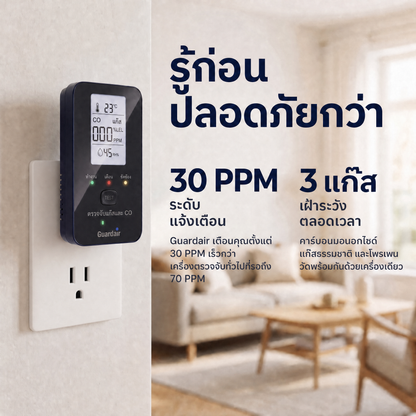 ติดตั้งเองได้โดยไม่ต้องใช้เครื่องมือ: เสียบปลั๊ก Guardair แล้วรอปรับเทียบ 200 วินาที