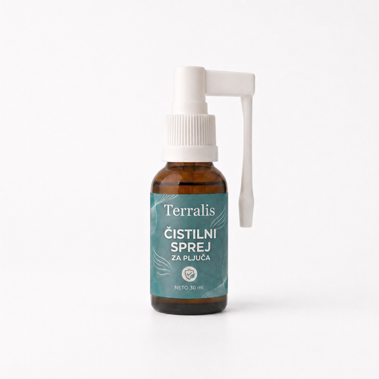 Steklenička Spray nettoyant pour les poumons Terralis, 30 ml, na beli podlagi