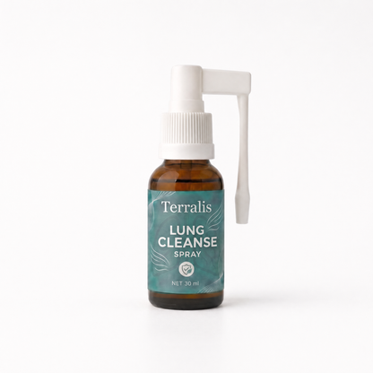 Terralis Lung Cleanse Spray bottle, 30 ml, on a white background